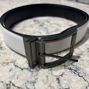 Walter Hagen Men's White Genuine Leather Dress Belt with Gunmetal Buckle Size 38